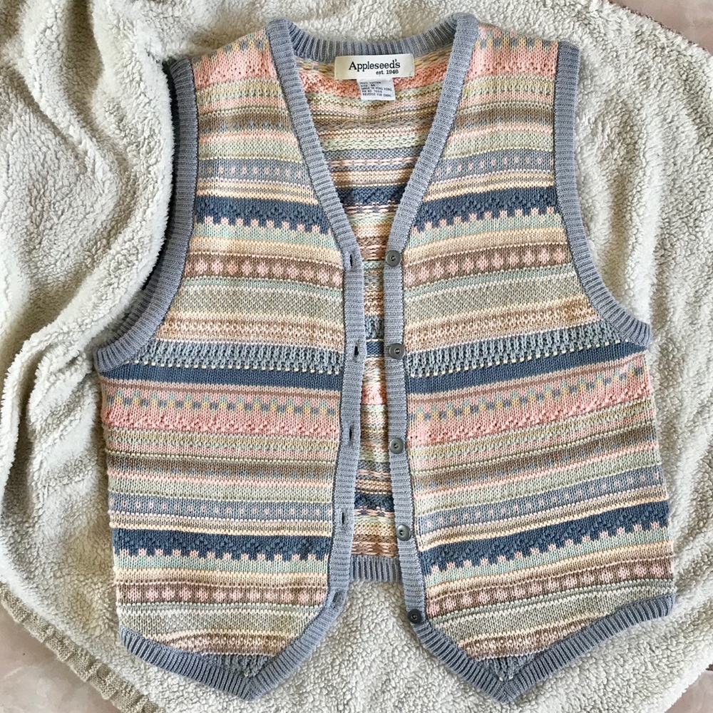 Appleseed’s Striped Button Up Vest Size Medium
